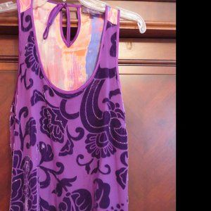 Hale Bob Burnout Velvet Beaded Purple Tanks